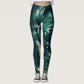 Bleke groene Leggings met bladerbladeren van de pa (Voorkant)