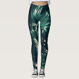 Bleke groene Leggings met bladerbladeren van de pa