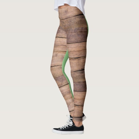 Bleke groene Leggings met houten planken (Links)