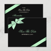 Bleke groene lint Save the Date Aankondiging (Voorkant / Achterkant)