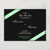 Bleke groene lint Save the Date Aankondiging (Achterkant)
