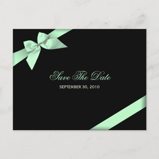 Bleke groene lint Save the Date Aankondiging (Voorkant)
