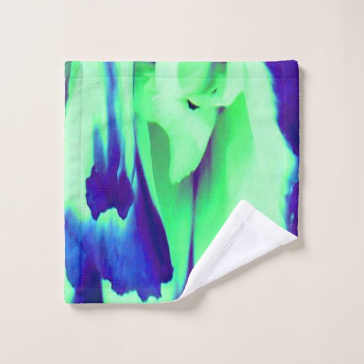 Bleke groene marineblauw en crème patterend ontwer bad handdoek (Wasdoekje)