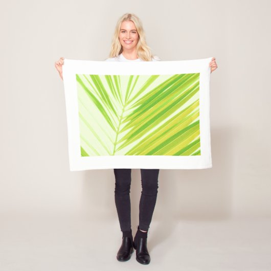 Bleke groene palmbladeren fleece deken (In situ)