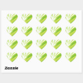 Bleke groene palmbladeren hart sticker (Vel)