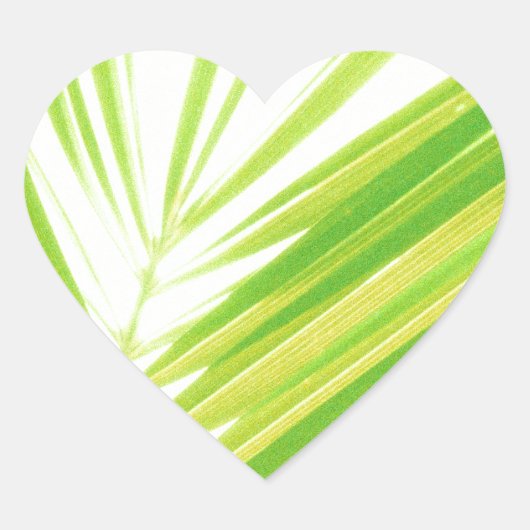 Bleke groene palmbladeren hart sticker (Voorkant)