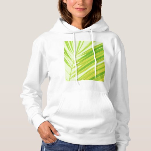 Bleke groene palmbladeren hoodie (Voorkant)