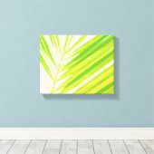 Bleke groene palmbladeren met pasta's canvas afdruk (Insitu (Houten vloer))