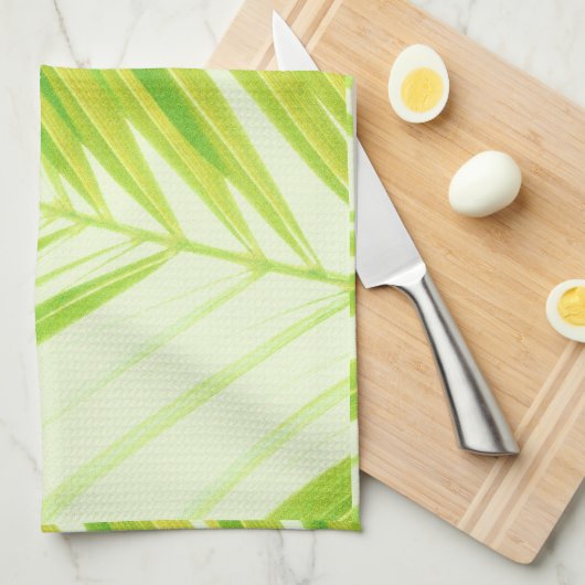 Bleke groene palmbladeren met pasta's theedoek (Quarter Fold)
