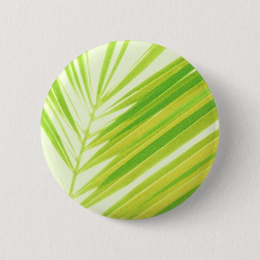 Bleke groene palmbladeren ronde button 5,7 cm (Voorkant)