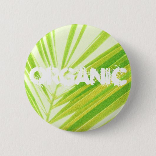 Bleke groene palmbladeren ronde button 5,7 cm (Voorkant)