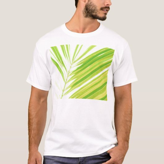 Bleke groene palmbladeren t-shirt (Voorkant)