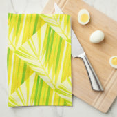Bleke groene palmbladeren theedoek (Quarter Fold)