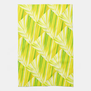 Bleke groene palmbladeren theedoek