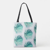 Bleke groene palmboom bladpatroon Canvas tas (Achterkant)