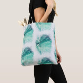 Bleke groene palmboom bladpatroon Canvas tas (Dichtbij)