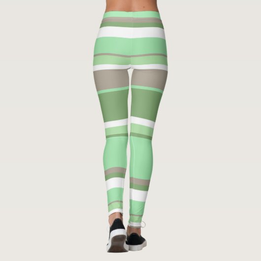 Bleke groene strepen leggings (Achterkant)
