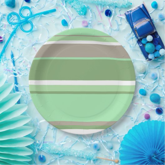 Bleke groene strepen papieren bordje (Feest)