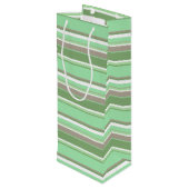 Bleke groene strepen wijn cadeautas (Achterkant Gekanteld)
