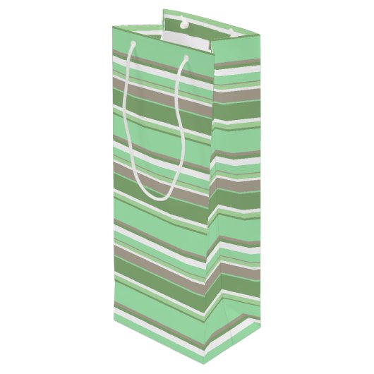 Bleke groene strepen wijn cadeautas (Achterkant Gekanteld)