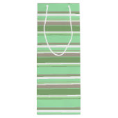 Bleke groene strepen wijn cadeautas (Achterkant)