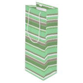 Bleke groene strepen wijn cadeautas (Voorkant Gekanteld)