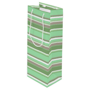 Bleke groene strepen wijn cadeautas