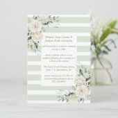 Bleke groene strepen Witte bloemenontvangst alleen Kaart (Staand voorkant)