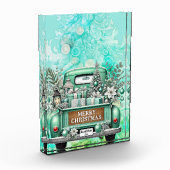 Bleke groene  Truck Vrolijk Kerstfeest Fotoblokken (Links)