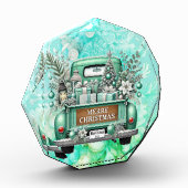 Bleke groene Truck Vrolijk Kerstfeest Fotoblokken (Links)