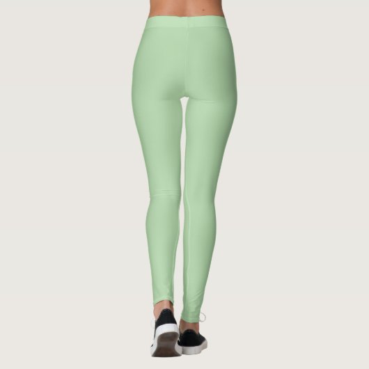 Bleke, groene, vaste kleur leggings (Achterkant)