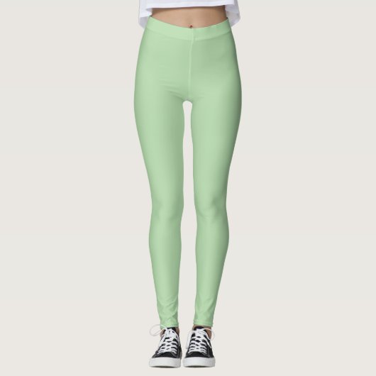 Bleke, groene, vaste kleur leggings (Voorkant)