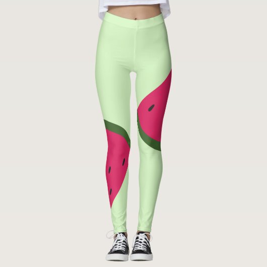 Bleke groene watermeloen Leggings (Voorkant)
