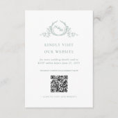 Bleke Groene Waterverf Monogram QR Code/RSVP Onlin Informatiekaartje (Voorkant)