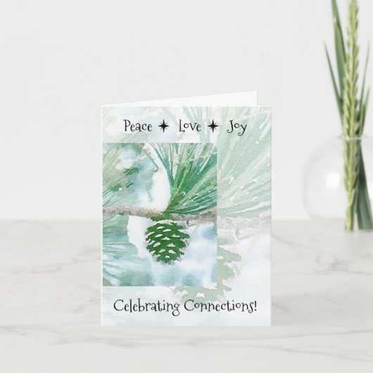 Bleke groene winterpine-kone-feestdag Kaart (Voorkant)
