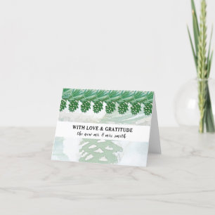 Bleke groene winterpine-kone Waterverf Bridal Bedankkaart