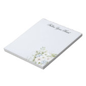 Bleke Hemelblauwe Witte Bloem Notitieblok (Linkerzijde)