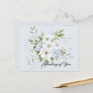 Bleke Hemelblauwe Witte Bloemen Briefkaart