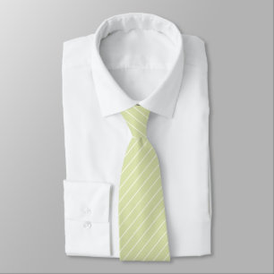 Bleke Hops Groen met Ivoor Witte Pinstripes Stropdas