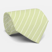 Bleke Hops Groen met Ivoor Witte Pinstripes Stropdas (Opgerold)