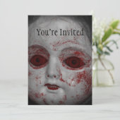 Bleke huidpop met bloedrode ogen kaart (Staand voorkant)