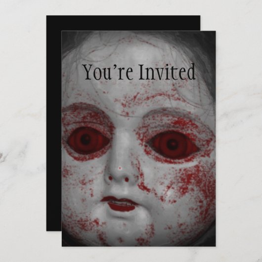 Bleke huidpop met bloedrode ogen kaart (Voorkant / Achterkant)