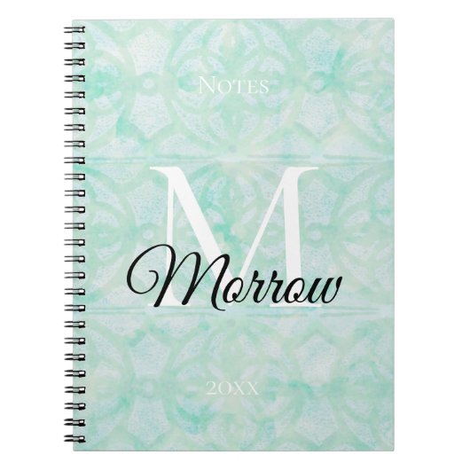 Bleke Jade Batik Naam en Jaar Notitieboek (Voorkant)