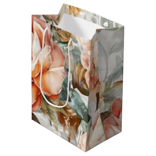 bleke kegel en witte rozen medium cadeauzakje (Voorkant Gekanteld)