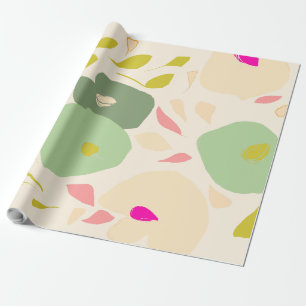 Bleke kleuren botanisch verpakkingspapier cadeaupapier