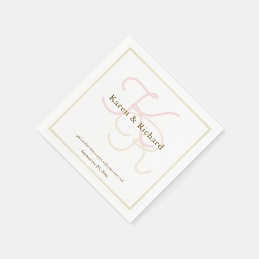 bleke kleuren monogram servetten (Hoek)