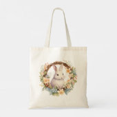 Bleke konijn met voorjaarsbloemen tote bag (Achterkant)