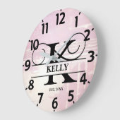 Bleke Lavendel Bedrukte K Monogram Grote Klok (Hoek)