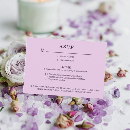 Bleke Lavendel Dinner Options Wedding RSVP II Kaar Kaartje