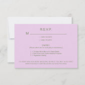 Bleke Lavendel Dinner Options Wedding RSVP Kaart (Voorkant)